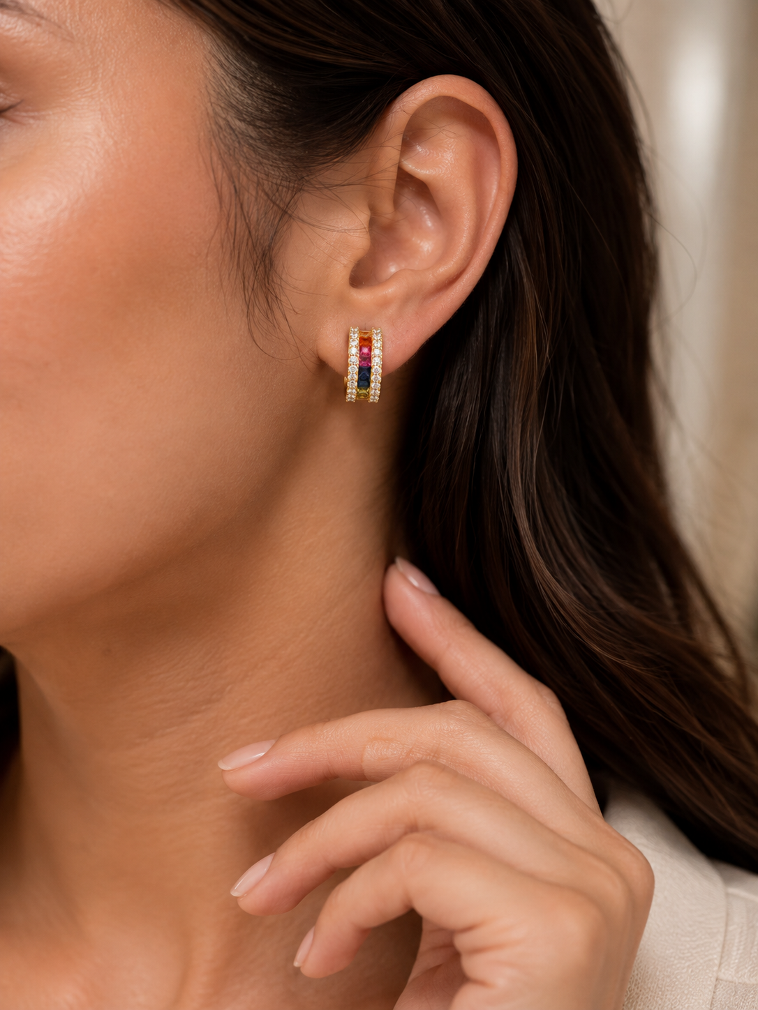 Multi Stone Hoops