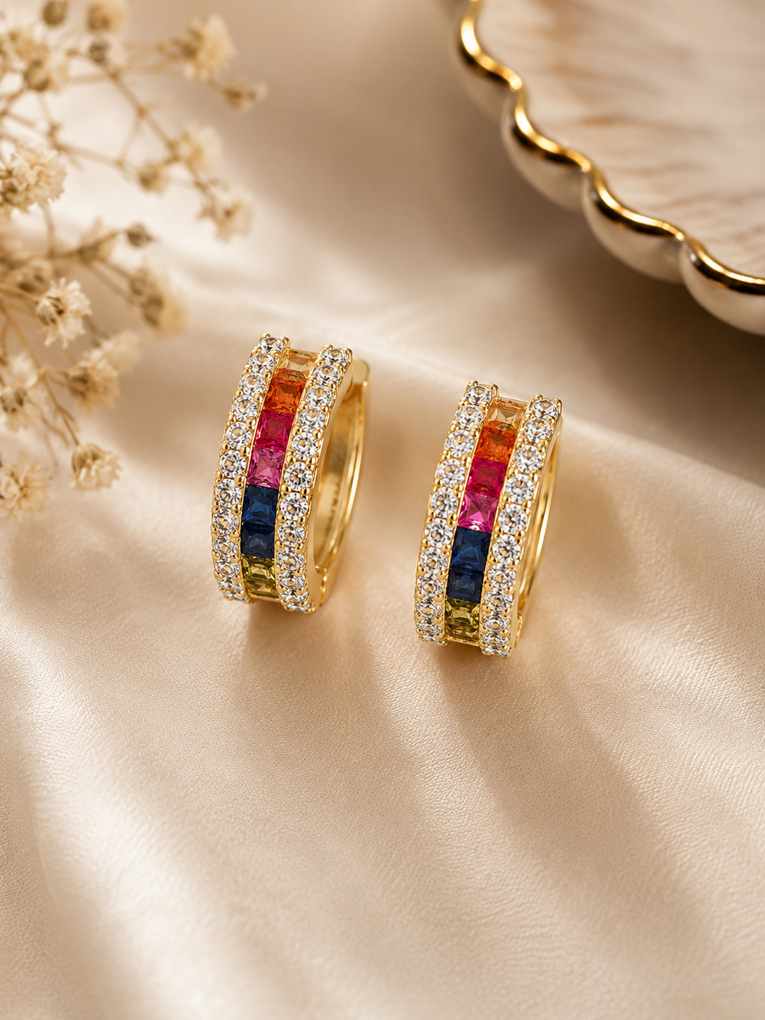 Multi Stone Hoops