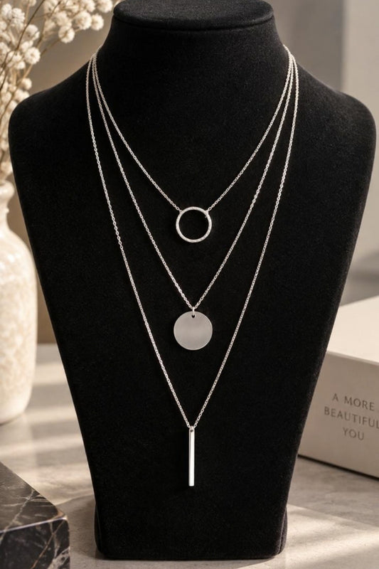 3 layer V Necklace Silver