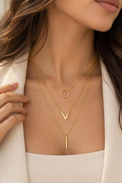 Circle V Necklace Gold