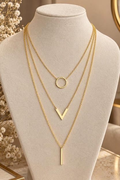 Circle V Necklace Gold