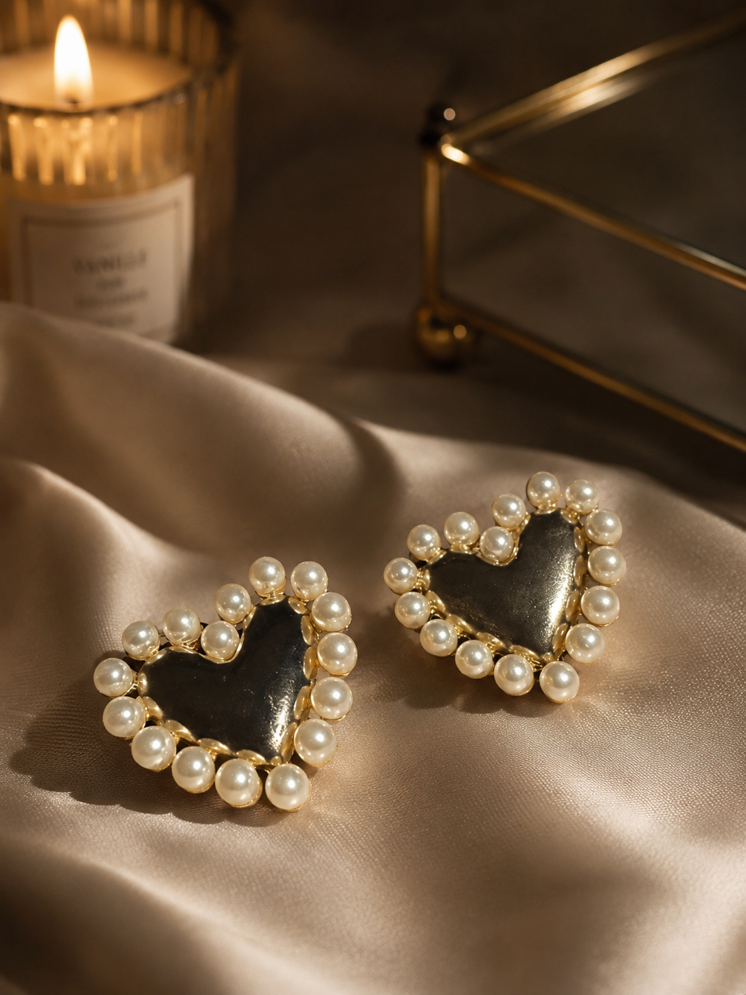 Pearl Heart Earrings