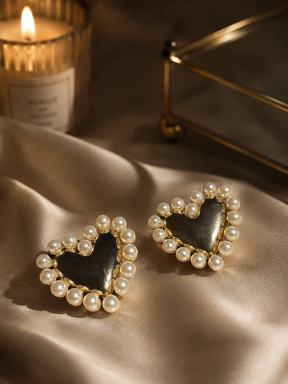 Pearl Heart Earrings