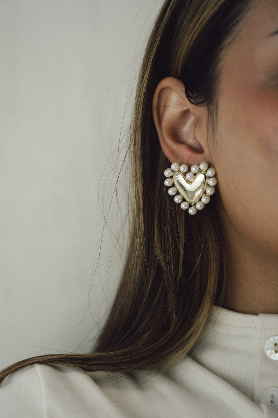 Pearl Heart Earrings